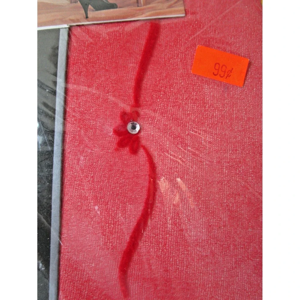 Nu & Nu LEGS RED with FLOCK & RHINESTONE Vintage Pantyhose One Size NEW NOS